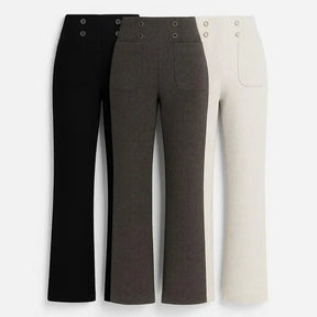 [Leve 3, Pague Só 2] Calça Solena Feminina em Algodão, Poliéster e Viscose de Cintura Alta com Botões Frontais - Mega Promoção